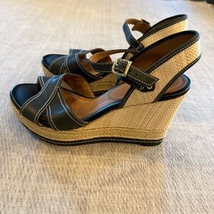 Clarks Amelia Air Joyce Espadrille Wedges Black Size 9
